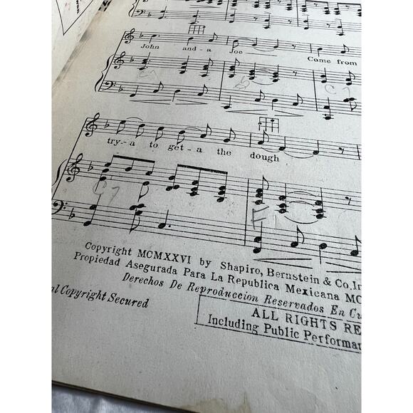 Vintage Sheet Music 1926 Where Do You Work-a John Push-a Delaware Lackawan - Picture 2 of 2